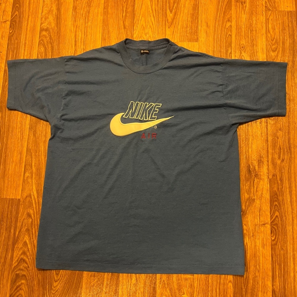 Vintage 90s Nike Air Shirt Adult 2XL Blue Big Logo Single‎ Stitch Michael Jordan